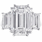 4.5Ct Emerald Cut Diamond Gatsby Trilogy Engagement Ring 18K White Gold Finish