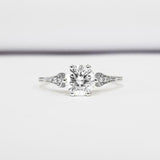 Solitaire with Accents Engagement Ring 0.75ct Round Diamond 14k White Gold Over