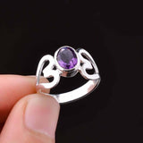 1ct Engagement Ring Oval Cut Purple Amethyst Two Hearts 14k White Gold Finish