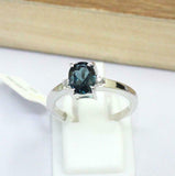 1.5ct Engagement Ring Oval Cut London Blue Topaz Trilogy 14k White Gold Finish