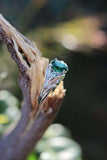 1ct Round Cut Green Emerald Engagement Ring Floral Petal Leaf 14k WhiteGold Over