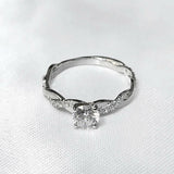 1.1ct Round Cut Diamond Rope Twisted Band Engagement Ring 14k White Gold Finish