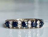 3ct Round Cut Blue Sapphire Diamond Petite Half Eternity Band 14k WhiteGold Over