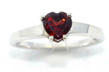 1ct Engagement Ring Heart Cut Red Garnet Solitaire Women 14k White Gold Finish