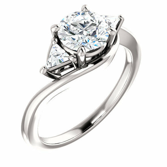 2ct Round Cut Diamond 3 Stone Solitaire Engagement Ring 14k White Gold Finish