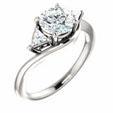 2ct Round Cut Diamond 3 Stone Solitaire Engagement Ring 14k White Gold Finish