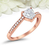 1ct Heart Cut Diamond Engagement Ring Solitaire with Accent 14k Rose Gold Finish