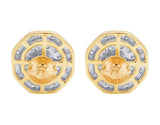 1ct Round Cut VVS1D Diamond Octagon Cluster Stud Earrings 14k Yellow Gold Finish