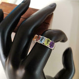 2.5ct Wedding Ring Band Oval Cut Multi Color Five Stone 14k White Gold Finish