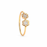 0.9ct Engagement Ring Round Cut Diamond Two Flower 14k Rose Gold Finish