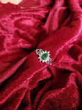 1.3ct Engagement Ring Pear Cut Green Emerald Filigree Drop 14k White Gold Finish