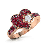 2ct Round Cut Pink Ruby Heart Flower Unique Engagement Ring 14k Rose Gold Finish