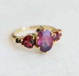 2ct Oval Cut Pink Ruby Engagement Ring 14k Yellow Gold Over Five Stone Solitaire