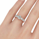 4Ct Emerald Cut Diamond Solitaire Ring 14K Rose Gold Over Asscher Round Accents