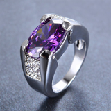 2ct Oval Cut Purple Amethyst Antique Engagement Ring 14k White Gold Finish Women