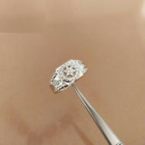 2ct Engagement Ring Round Cut Diamond Floral Halo Design 14k White Gold Finish