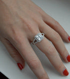 2.5Ct Cushion Cut Diamond Split Shank Halo Engagement Ring 14K White Gold Finish