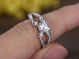 1ct Heart Cut Diamond Engagement Ring 14k White Gold Finish Split Shank Band