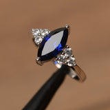 1.4ct Marquise Cut Blue Sapphire Fancy Design Engagement Ring 14k WhiteGold Over