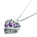 2.3ct Heart Cut Purple Amethyst Pendant Love Design 14k White Gold Over NO CHAIN