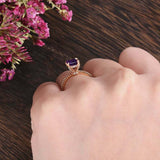 1.2ct Emerald Cut Purple Amethyst Solitaire with Accents Ring 14k Rose Gold Over