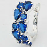 2.5ct Pear Cut Blue Sapphire Vintage Wedding Hoop Earrings 14k White Gold Finish