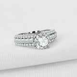 3ct Round Cut Diamond Engagement Ring 3 Row Shank Solitaire 14k WhiteGold Finish