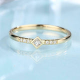 1ct Princess Diamond Engagement Ring Minimalist Thin Promise 14k YellowGold Over