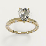 2.2ct Pear Cut Diamond Solitaire Open Stylish Shank Ring 14k Yellow Gold Finish