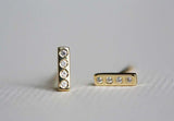 0.4ct Round Cut Diamond Accents Vertical Bar Stud Earrings 14k YellowGold Finish