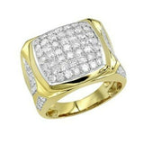 5Ct Round Cut Diamond 7 Row Cluster Men Engagement Ring 14K Yellow Gold Finish