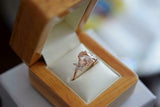 4.2ct Oval Cut Morganite Solitaire with Flower Accent Ring 14k Rose Gold Finish