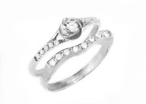 Floral Bridal Set Engagement Ring 1.4ct Round Cut Diamond 14k White Gold Finish