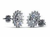 1.5ct Round Cut Diamond Floral Cluster Stud Earrings Women 14k White Gold Finish