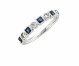 2ct Wedding Band Princess Cut Sapphire Milgrain Stackable 14k White Gold Finish