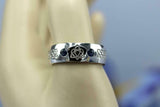 0.2ct Round Cut Blue Sapphire Wedding Band Celtic Design 14k White Gold Finish