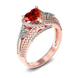 2ct Heart Cut Red Garnet Accents Solitaire Engagement Ring 14k Rose Gold Finish