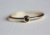 0.4ct Round Cut Black Diamond Engagement Ring 14k Yellow Gold Finish Bezel Set