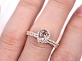 1.9ct Pear Cut Peach Morganite Bridal Set Engagement Ring 14k Rose Gold Finish