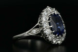 4.5ct Oval Cut Blue Sapphire Cocktail Wedding Engagement Ring 14k WhiteGold Over