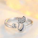 Cat Kitten Design Engagement Ring 1.2ct Round Cut Diamond 14k White Gold Finish