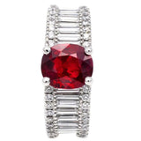 5Ct Oval Cut Pink Ruby Baguette Diamonds Eternity Style Ring 14K White Gold Over