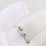 0.5ct Round Cut Diamond Engagement Ring Knot Split Shank 14k White Gold Finish