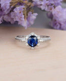 2ct Oval Cut Blue Sapphire Engagement Ring 14k WhiteGold Finish Unique Solitaire