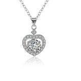 1.6ct Round Cut VVS1 Diamond Pendant with Chain Heart Shape 14k WhiteGold Finish