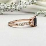 2ct Engagement Ring Emerald Cut Diamond Solitaire with Accent 14k Rose Gold Over