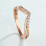 1ct Round Cut Diamond Engagement Ring V Shaped Petite Curved 14k Rose Gold Over