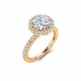 Halo Solitaire with Accents Ring 1.5ct Round Cut Diamond 14k White Gold Finish