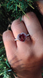 1ct Heart Cut Simulated Pink Ruby Halo Engagement Ring 14k White Gold Plated