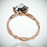 1Ct Round Cut Black Diamond Split Band Engagement Ring 14K Rose Gold Finish